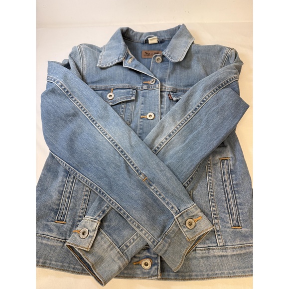 Levi's Light Blue Button Front Pocket Denim Trucker Jacket Large - Picture 9 of 12